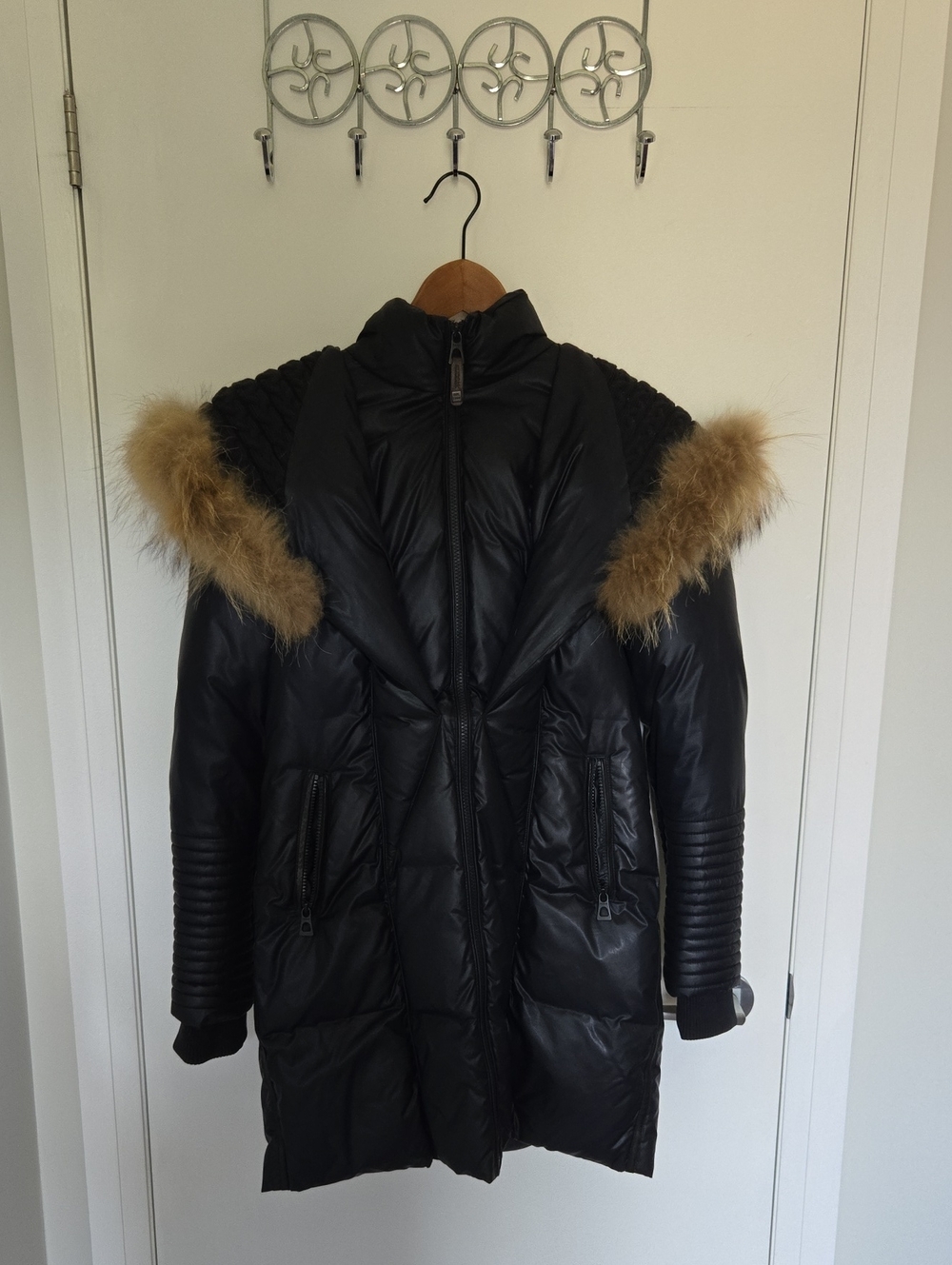 RUDSAK Navy Puffer Jacket with Real Fur Trim